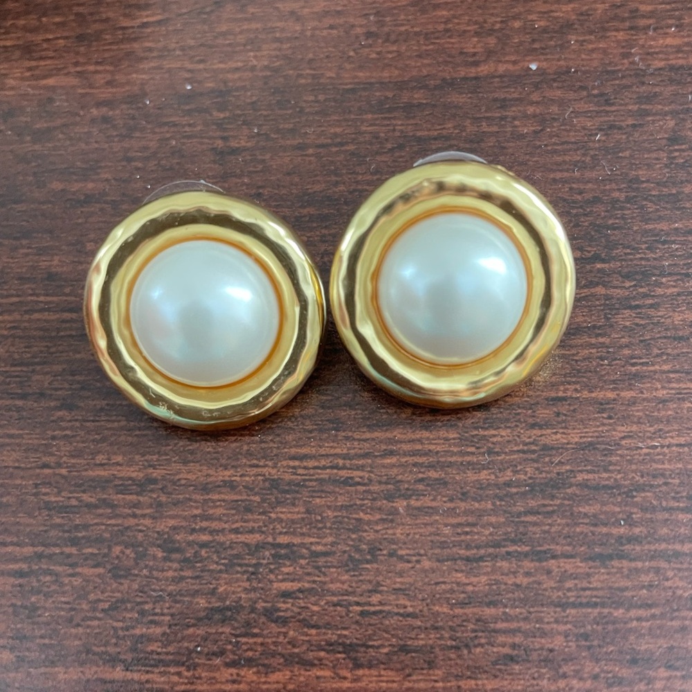 J. Crew Gold-Tone Pearl Button Earrings for Women - Picture 3 of 5